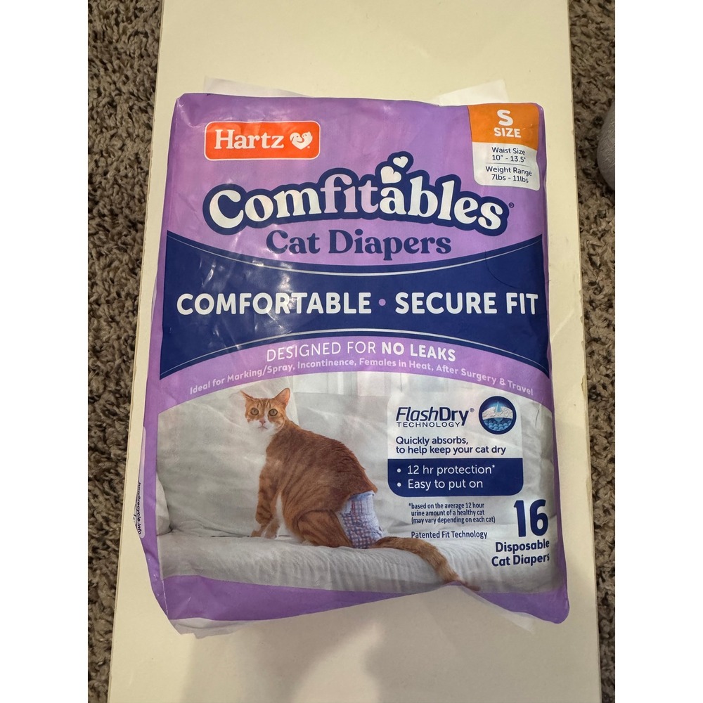 Hartz Comfitables Cat Diapers Small 16 Count Disposable FlashDry Technology